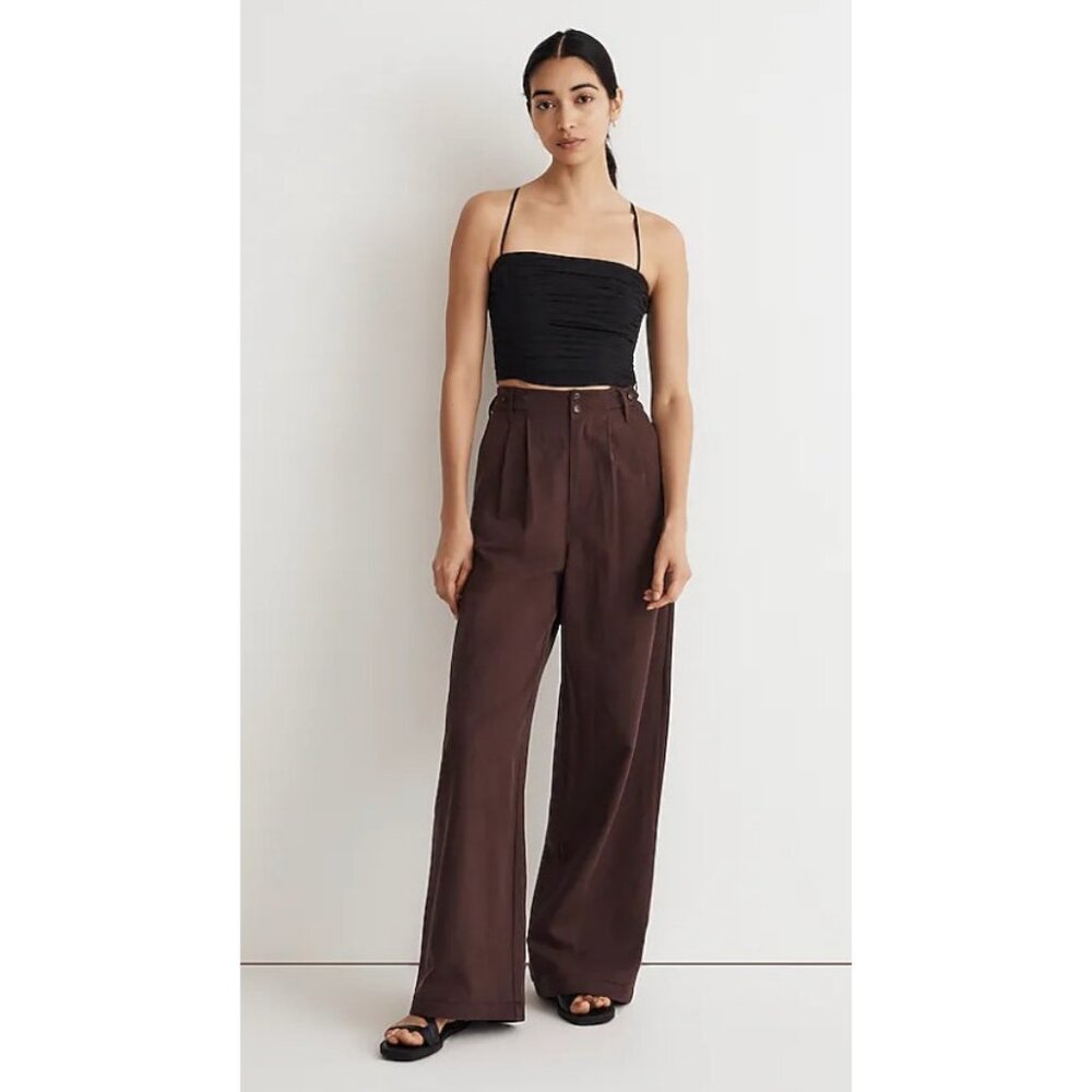 Madewell Brown Wide Leg Trousers with Elegant Drape